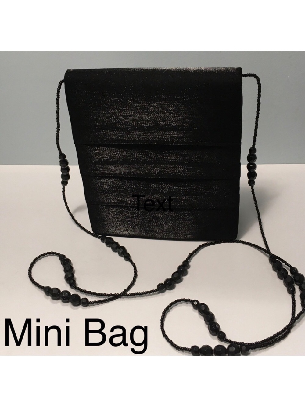 Y&S Shimmery Mini Bag Beaded Strap Evening